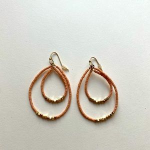 Pink and Gold beaded dangle Earrings